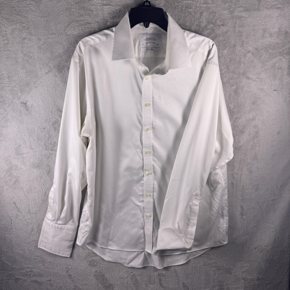 Charles Tyrwhitt Dress Shirt Mens 17/37 White Classic Fit Non Iron Long Sleeve